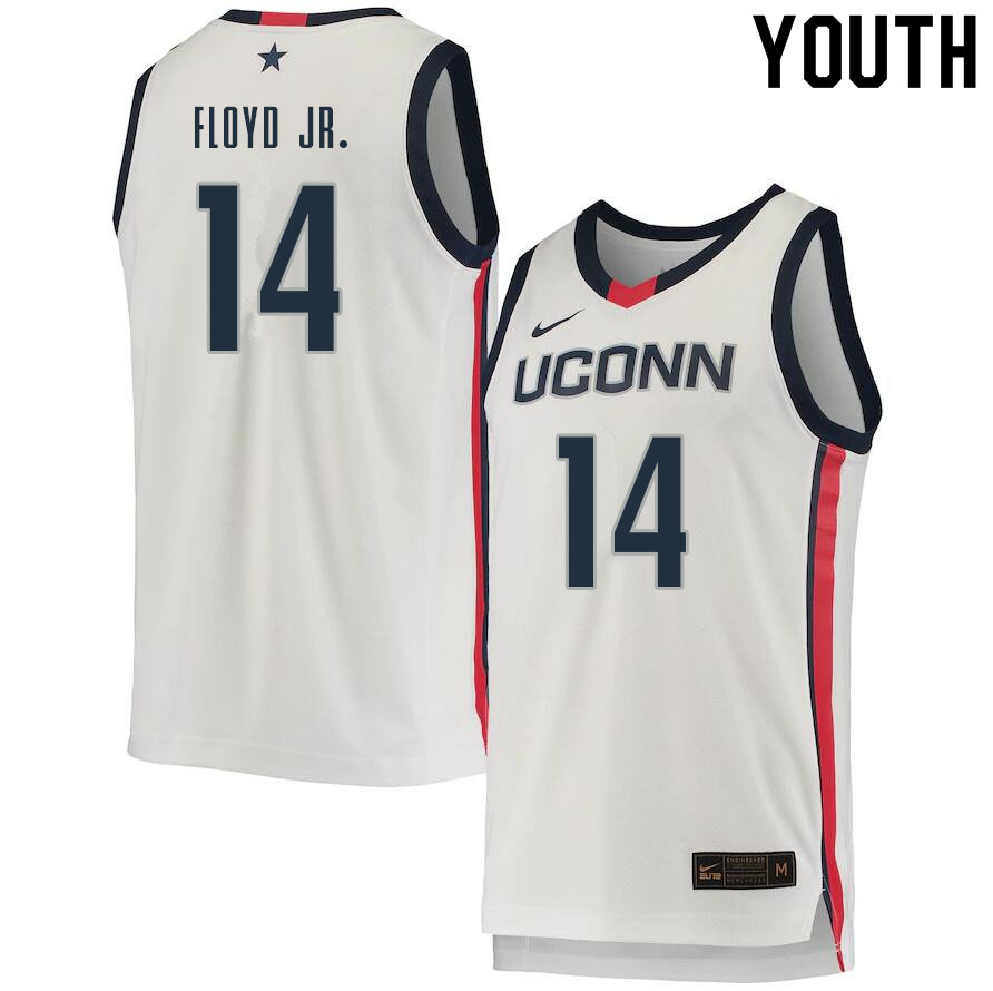 Youth #14 Corey Floyd Jr. Uconn Huskies College Basketball Jerseys Sale-White